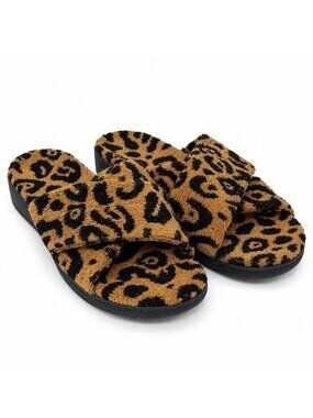 Vionic Relax II Supportive Slide Slippers Brown Leopard Women’s 8 Arch Support